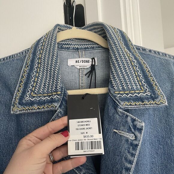 NWT RE/DONE The 70s Chore Jacket in Stoned Medium Women's Oversized Stitched - Picture 3 of 5